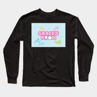 Personalised Narwhal 'Grace's Room' Sea Unicorn Bedroom Poster Door Sign Long Sleeve T-Shirt